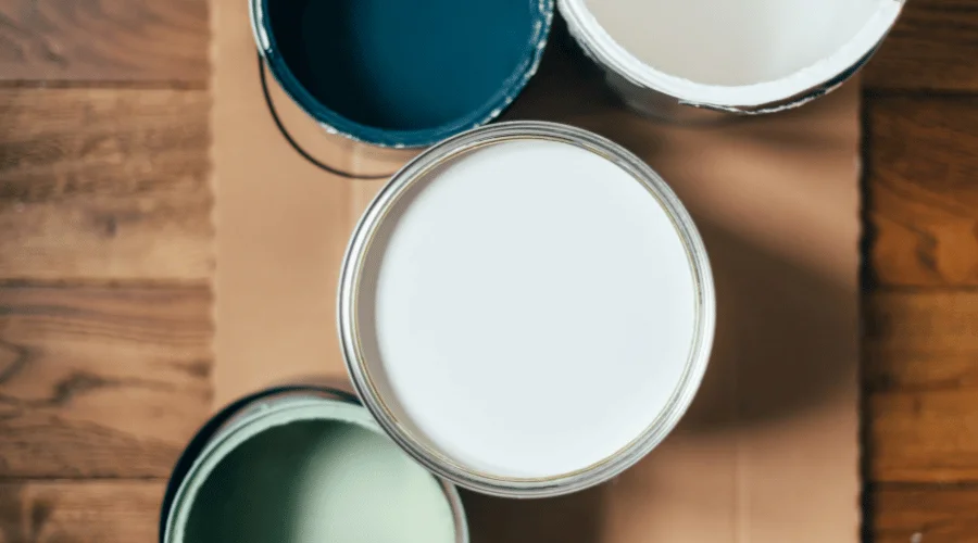 top shot of paints in can
